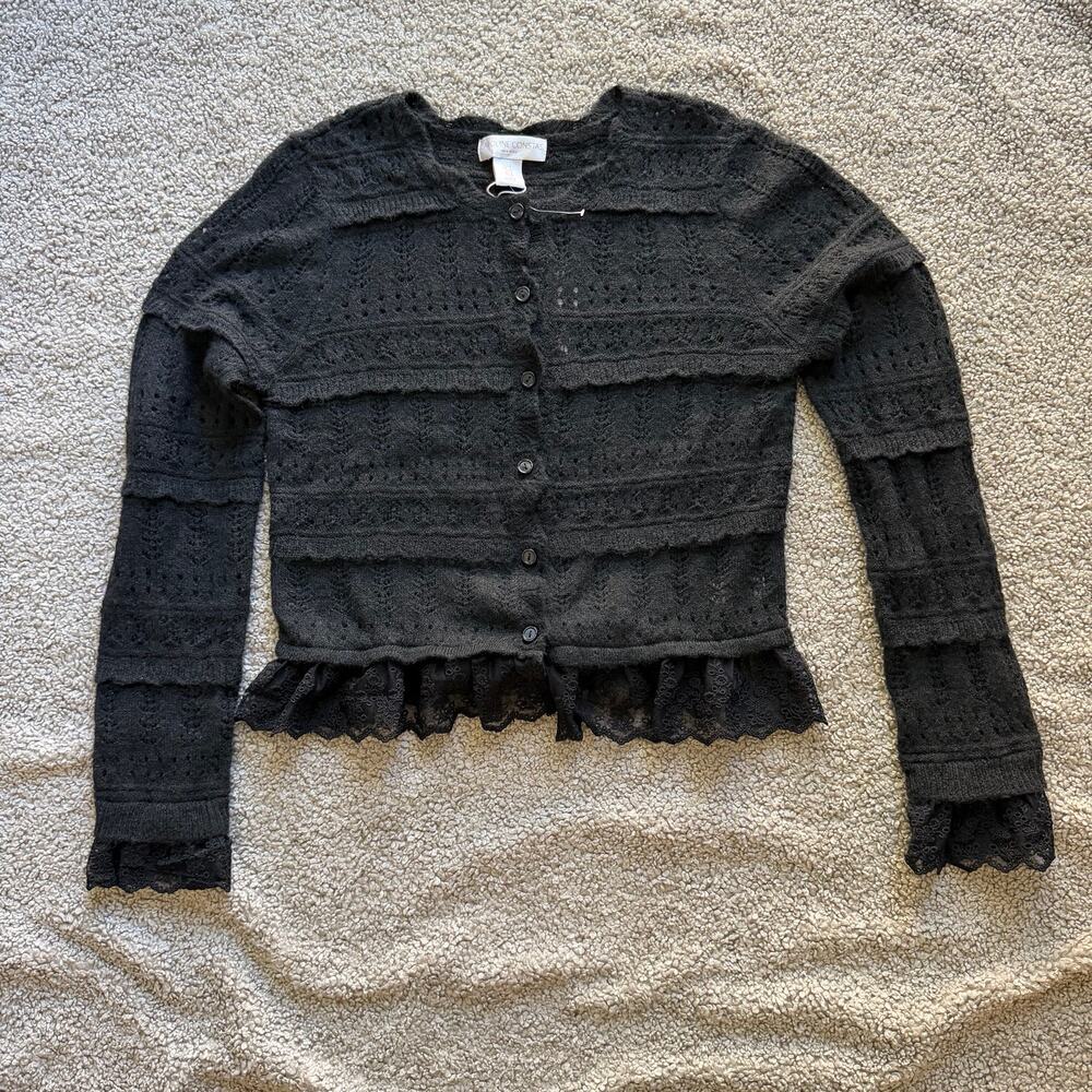 NWT Caroline Constas Black Cardigan Lace Knit Women's Small